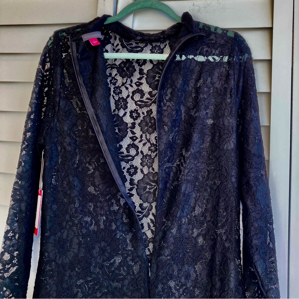 Vince Camuto Black Lace Maxi Dress Elegant Evening Wedding Guest Formal SZ:L NWT - Picture 11 of 14